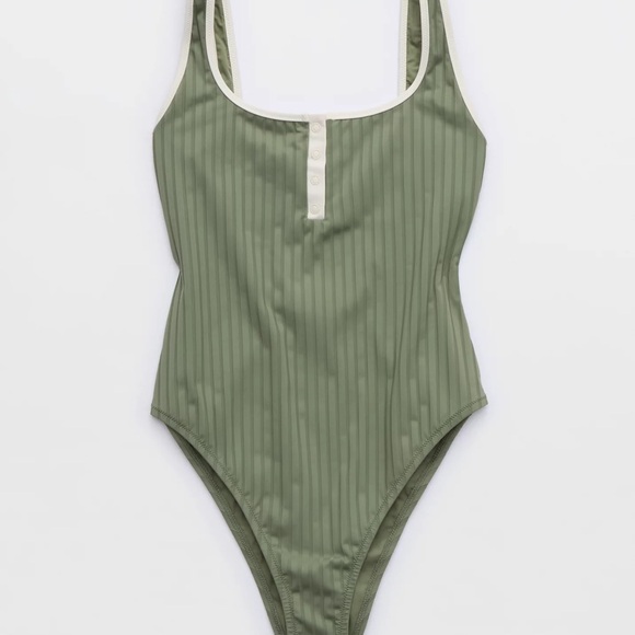 aerie Other - Aerie Green Ribbed One-Piece Swimsuit SZ XL